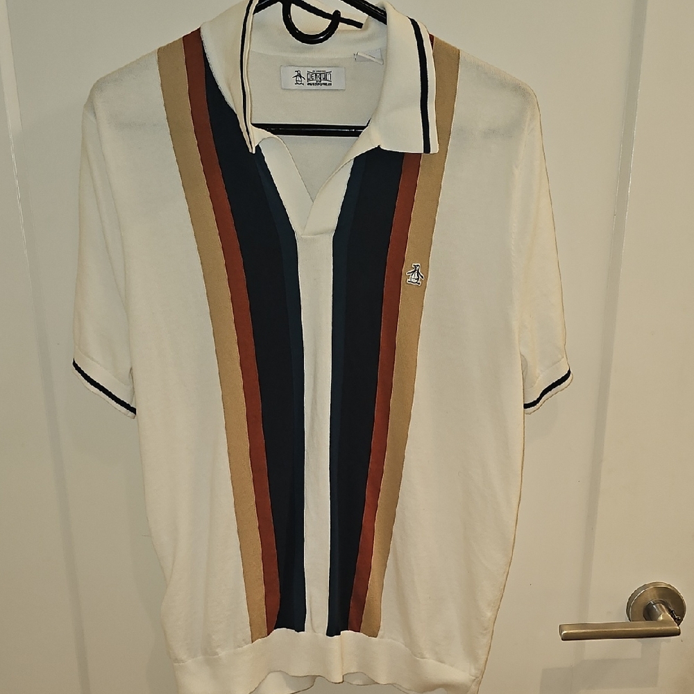Original Penguin White Polo with Multicolor Stripes